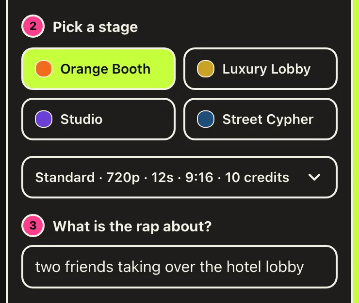 The Orange Booth stage picked and a topic typed in